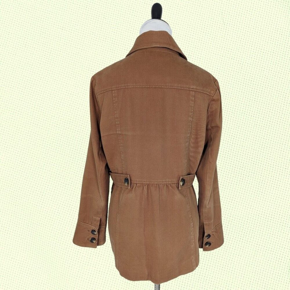 Tabitha Anthropologie Brown Ruffle Utility Jacket Belted Cotton Twill Size 8 - Picture 2 of 6